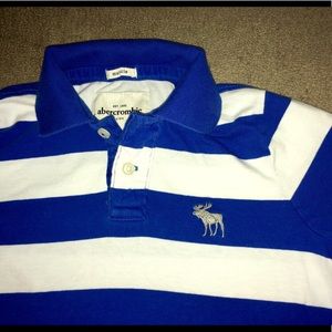 Abercrombie kids XL blue white stripe polo